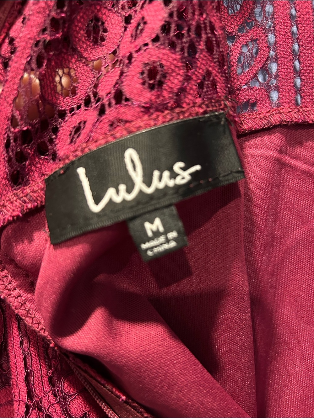 🚘Lulu's Raspberry Lace Midi Dress with High Neck - Picture 8 of 9